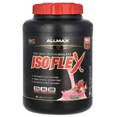 ALLMAX, Isoflex, 100% ультра чистый изолят сывороточного протеина (технология ионной фильтрации), клубника, 5 фунтов (2,27 кг)